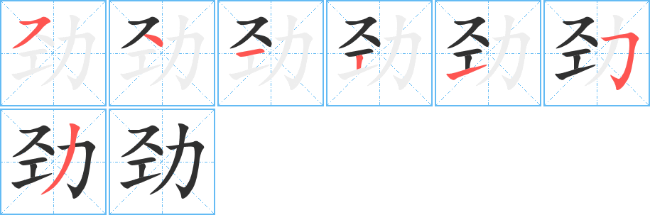 劲的笔顺分步演示图