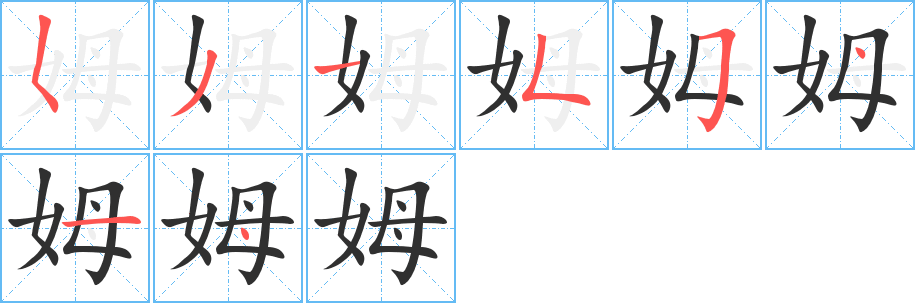 姆的笔顺分步演示图