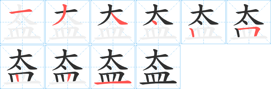 盇的笔顺分步演示图