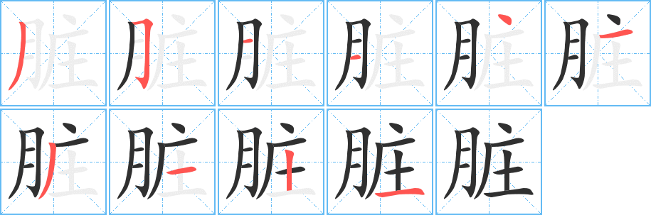 脏的笔顺分步演示图