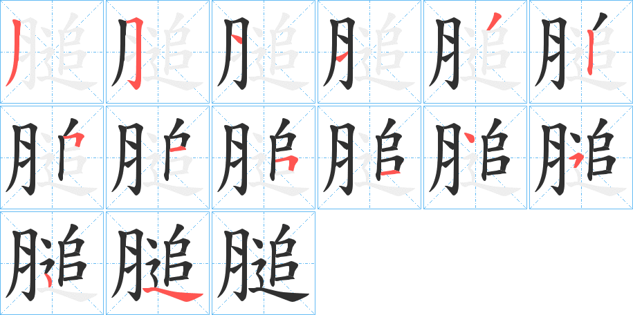 膇的笔顺分步演示图