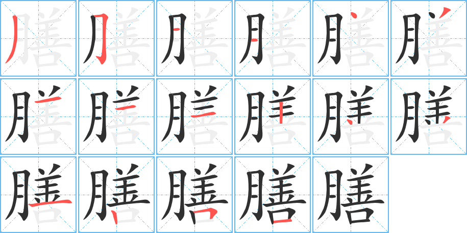 膳的笔顺分步演示图