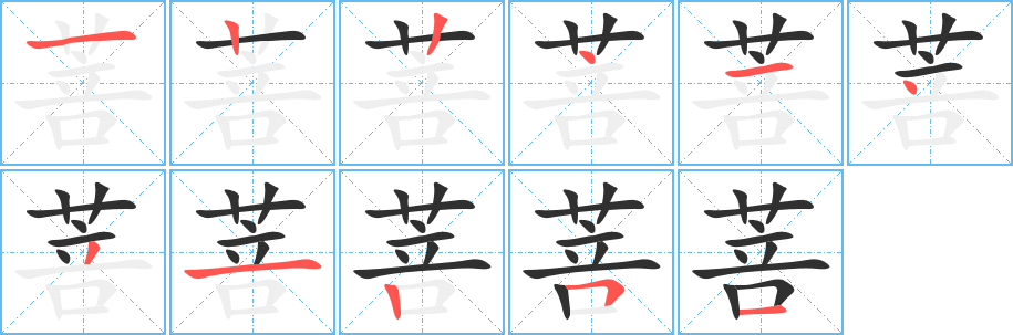 菩的笔顺分步演示图