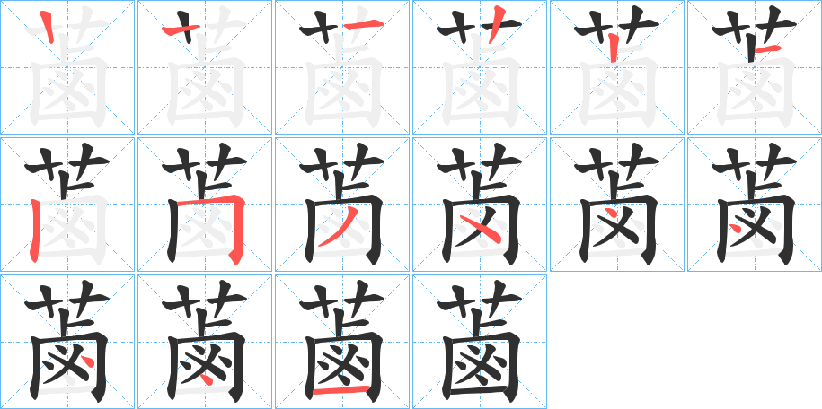 蓾的笔顺分步演示图