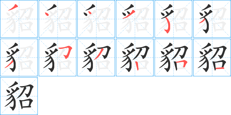 貂的笔顺分步演示图