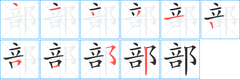 部的笔顺分步演示图