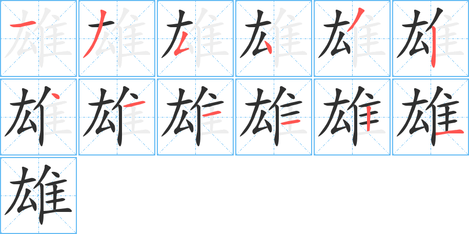 雄的笔顺分步演示图