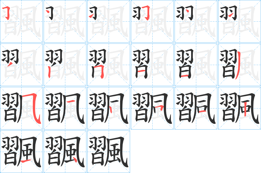 飁的笔顺分步演示图