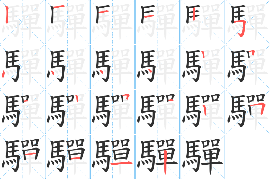 驒的笔顺分步演示图