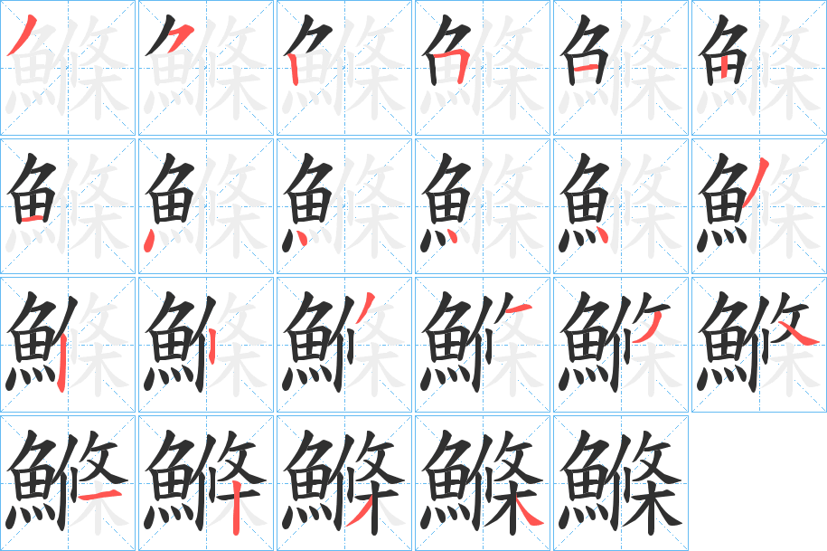 鰷的笔顺分步演示图