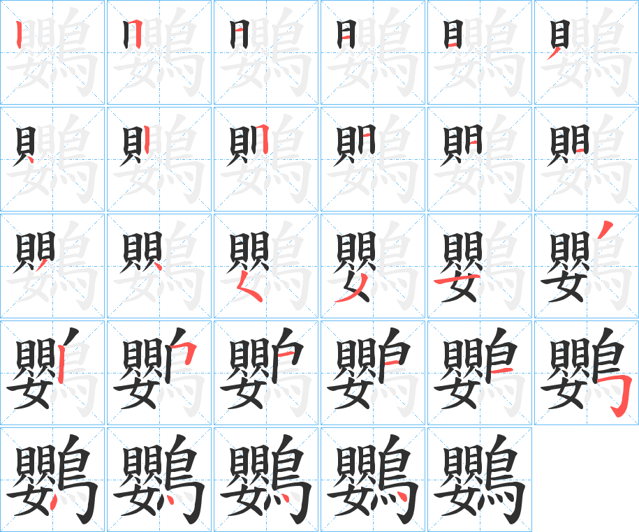 鸚的笔顺分步演示图